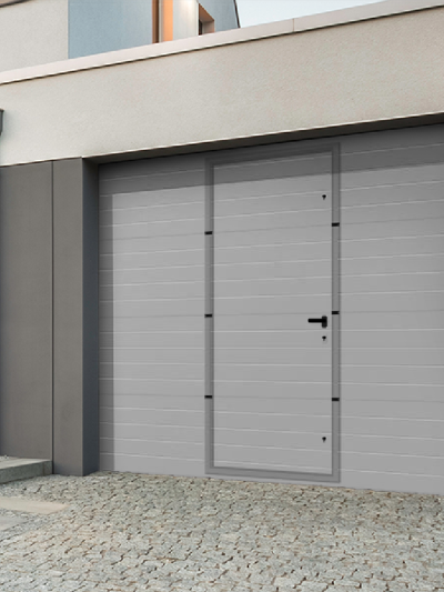 Porte de garage sectionnelle rainurée Confort Portillon intégrée - EDEN