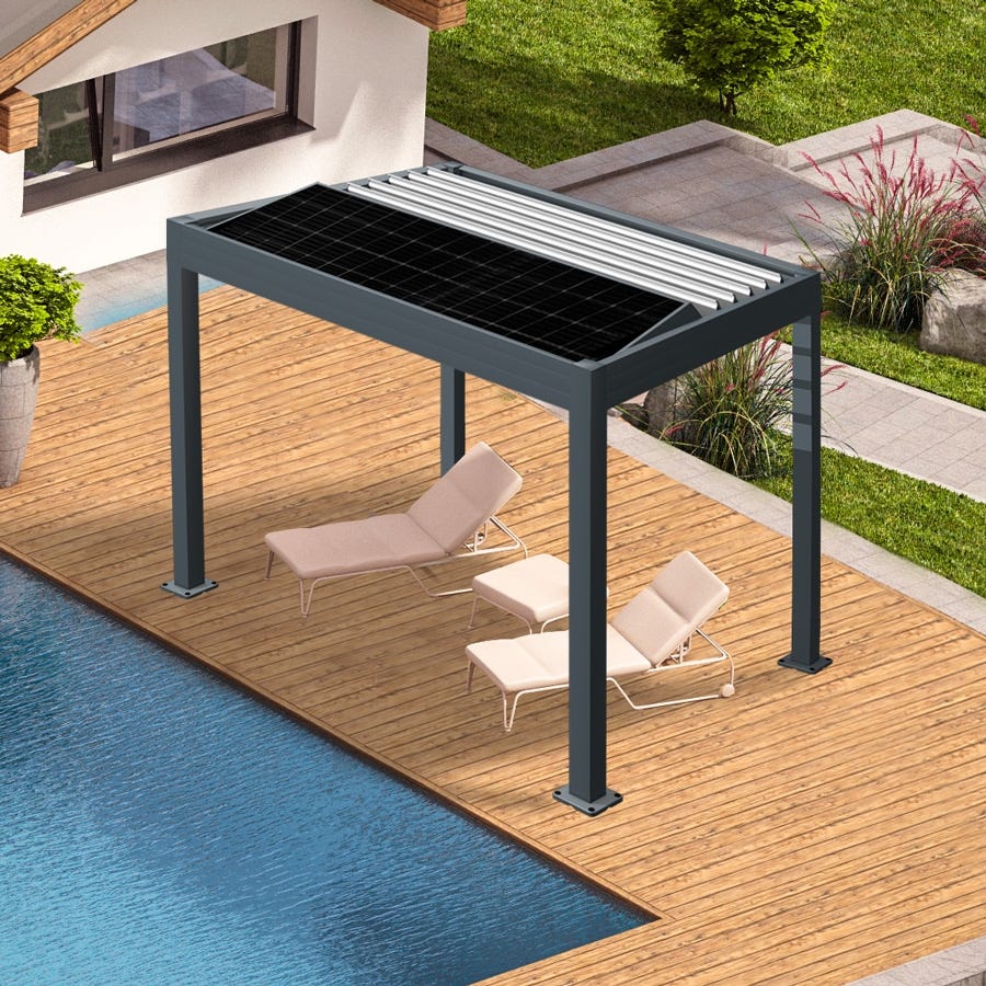 Pergola aluminium solaire ilôt LIGHT - Gamme professionnelle 10m²