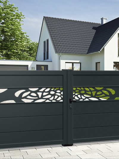 Portail battant aluminium Premium - Semi-ajouré - VIENNE